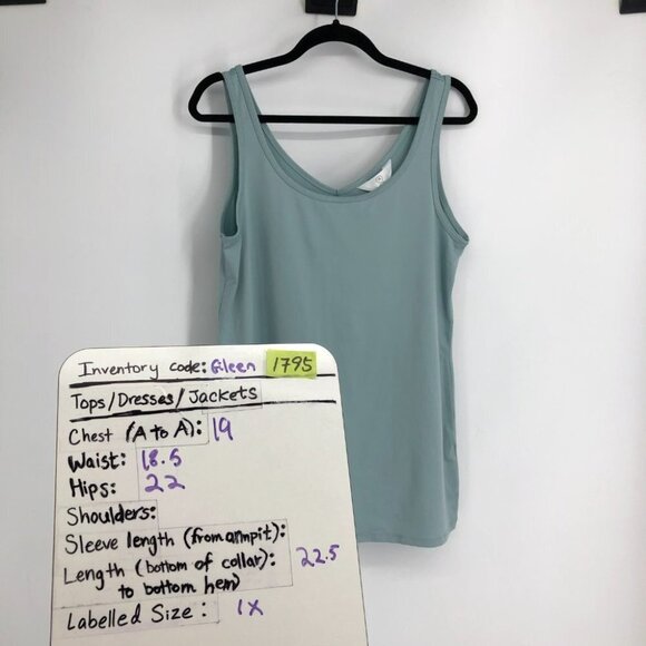 Reitmans Seafoam Blue/Green Rounded Square Neck Activewear Tank Top size 1x - Picture 12 of 13